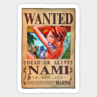 Nami Wanted Poster with 16 million berries Sticker